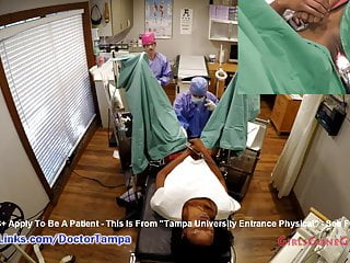 Nikki stars&rsquo; new student gyno exam by doctor from tampa on cam
