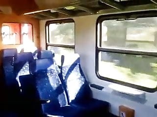 Wife with glass suck on train
