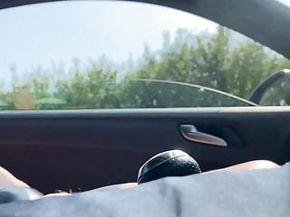 Nude smoking in car