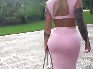 Sexy Calves &amp; Perfect Round Ass In Pink Dress