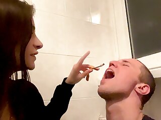 Amateur Close-up Human Ashtray And Spitting Femdom With Smoking Mistress Sofi