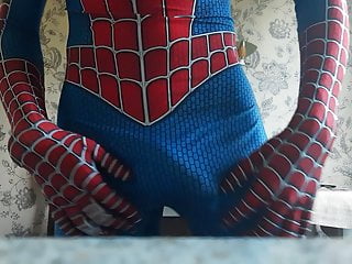 I&#039;m a wank my cock in costume Spiderman&#039;s 