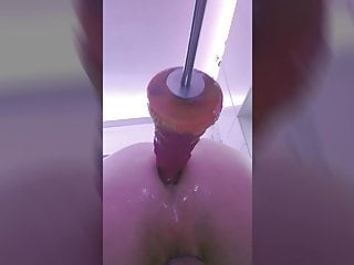 Getting machine fucked by the dildo whilst in Chastity