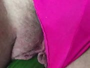 BBW slut pet-cucumber with fuchsia panties still on 4
