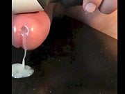 Thick semen flowing ejaculation