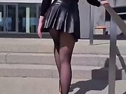 Black pantyhose and skirt - Crne najlonke i kozna suknjica