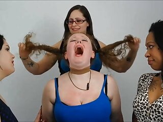 Redheaded Bondage Slut video: Thick Redheaded Bondage Slut Heavily Gagged By Three Lezdom Mistresses