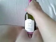 Wine bottle pussy fuck