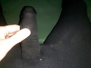 Pre Cumming through high spandex nylon sock