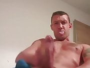 scally lad with blue shorts shoots his load