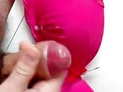 Cum juice on pink bra not my gf