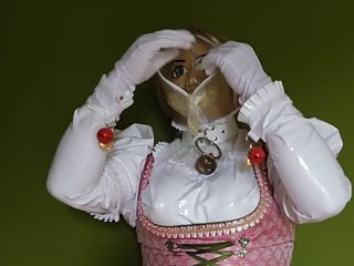 Dirndl Shemale smells Cum in Mask