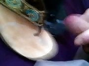 cuming in the wifes wedge shoe foot fetish