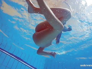 Hot Hairy Brunette Teen In The Pool Naked