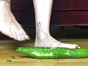 Toenails scratching cucumber 