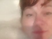 Nerdy girl loves bath time and bubbles