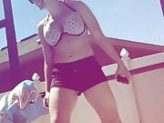 WWE - Alexa Bliss dancing outside in bikini top and shorts