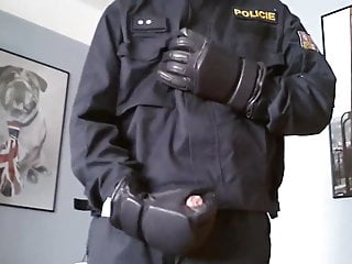 Police uniform and gloves