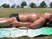 Sunbathing in Bayonne Park in my black Bikini