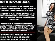 Hotkinkyjo fucks her ass with red cyclops dildo and prolapse