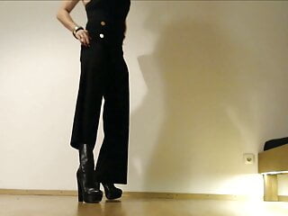 Sissy bitch buffalo boots and jumpsuit...