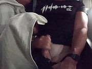 Young stepmom gives handjob in airplane