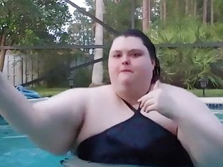 Sexy SSBBW in private pool showing off for daddy