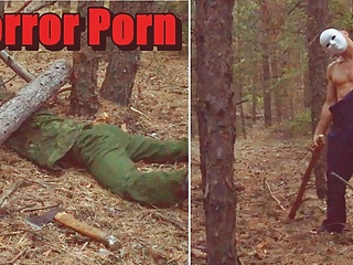 Monster in a mask fucks a stuck soldier in the forest