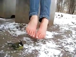 Amateur, Feet up, Snow, Close up