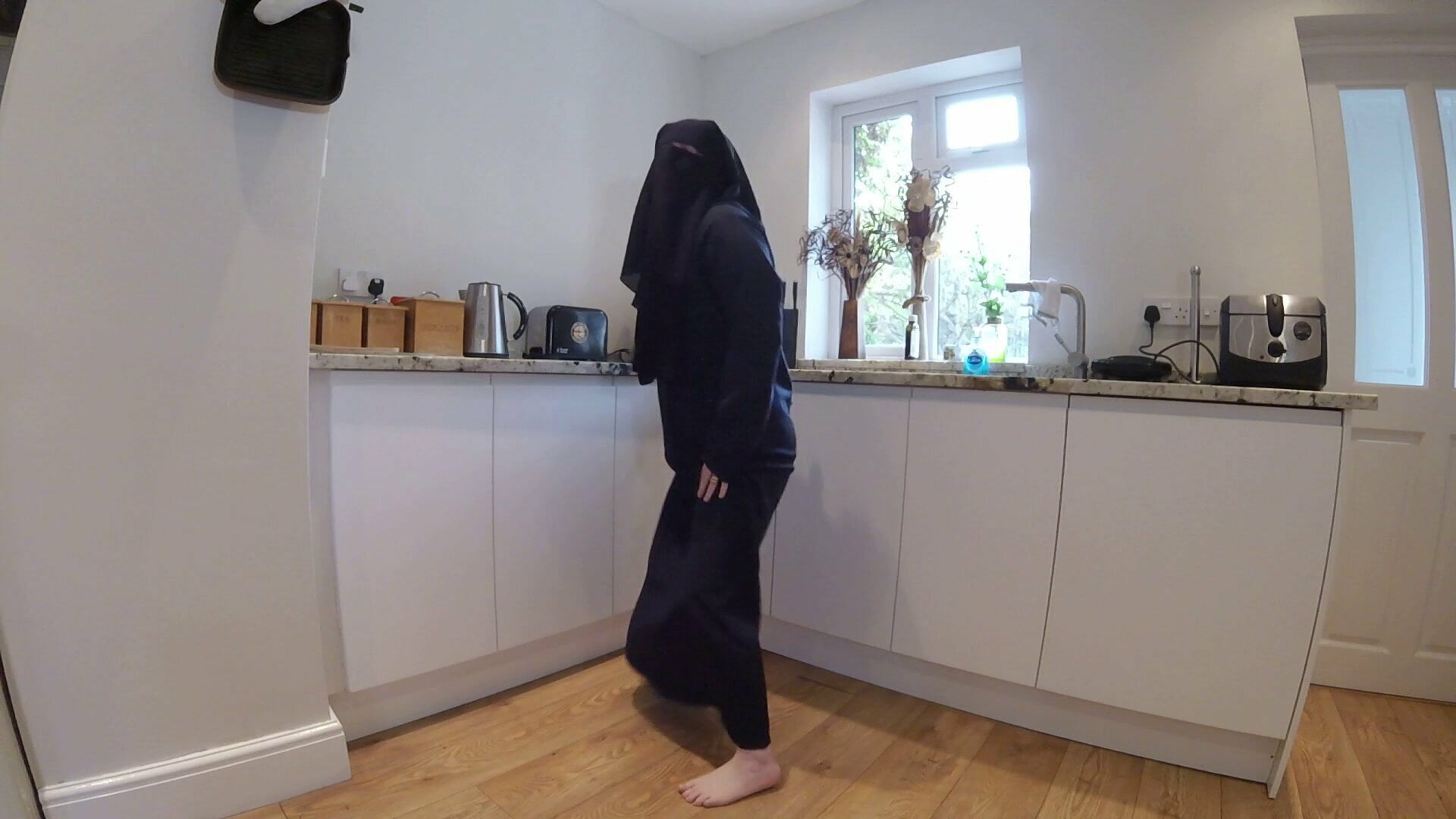 Dancing In Burqa with Niqab and nothing underneath