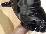 Playing in my black pvc body, nylons and plastic wrap II