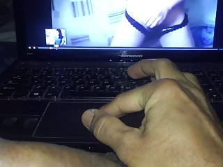 Strocking my cock while watching a femboy jerk off her cock