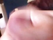 Clear cum from the side close up