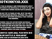 Hotkinkyjo has anal fun with big blue bottle & prolapse