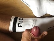 Wanking and cumming on WHITE SOCKS