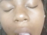 shynia 18 yo black girl takes cum after sex at work
