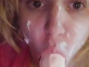 Pathetic Sissy Faggot Sucking Dildo