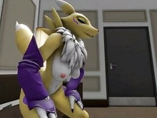 Renamon riding a dragon dildo