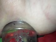 1,5l bottle inside my faggot cunt