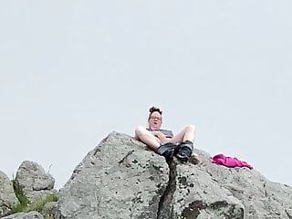 Zoey Masturbating In Public High Up On A Rock In The Harbor