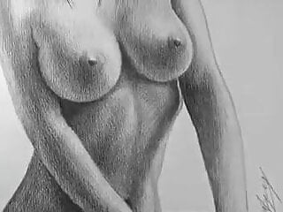 Sexy Girl Nude Body Pencil Art