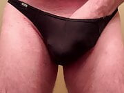 Jerking Off in black thong