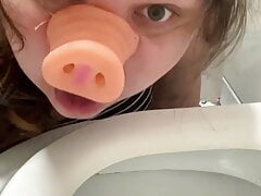 Pig slut toilet licking humiliation