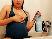 PREGNANT WITH TITS FULL OF MILK HAS A SQUIRT IN THE SHOWER