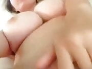 Blonde with huge tits fingers pussy