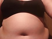 Obese girl drinks tons and gets a huge belly