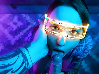 POV cyberpunk, fucked a petite slut in mouth - Sunako_Kirishiki