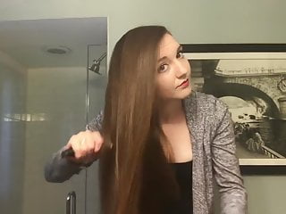 Sexy Hairdresser Hair video: Sexy Long hair brushing