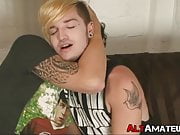 Inked emo twink is about to cry during hard anal penetration