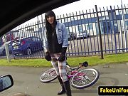 UK policeman fucks inked sluts pussy outside